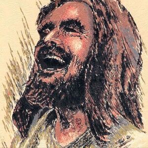 Jesus laughing picture print 8.5 x 11 copyright praise screen prints 1977